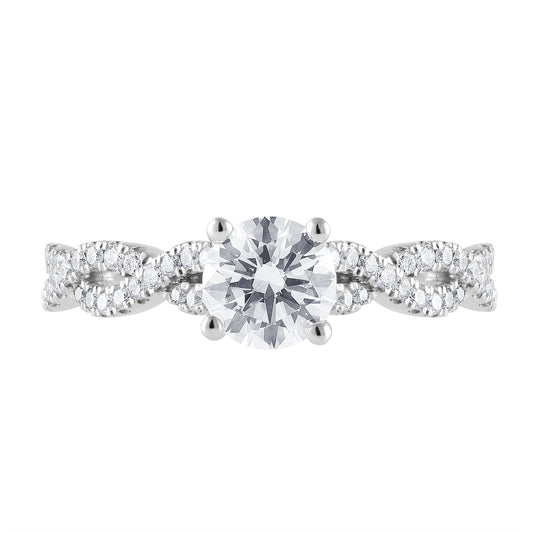 1 Ct round Lab Grown Diamond Engagement Ring in 10K White Gold (J, SI-I1)