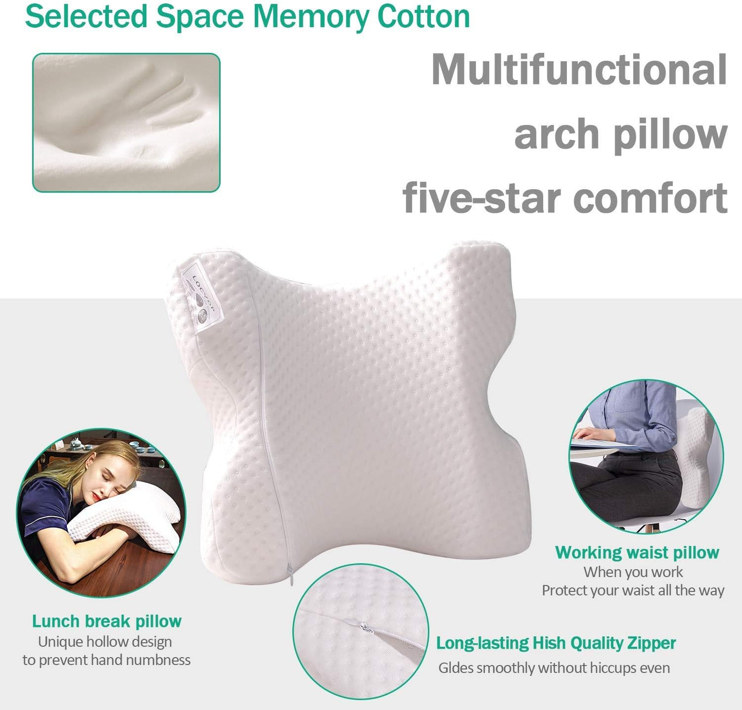 Cuddle Pillow for Couples Memory Foam Neck Cervical Pillow Cuddling Pillow Arch Tunnel Shaped Design for Arm and Neck Support When Spooning,Great for Travel,Office,Reading and Napping