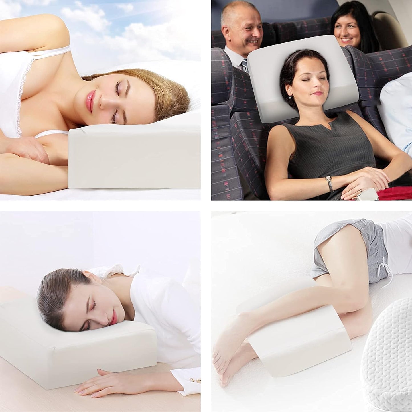 Cube Memory Foam Pillow for Side Sleepers (12"/12"/5" Extra Soft), Cervical Pillow for Neck Pain, Coach Pillow, Travel Pillow, Pillowcase Removeable and Washable, White