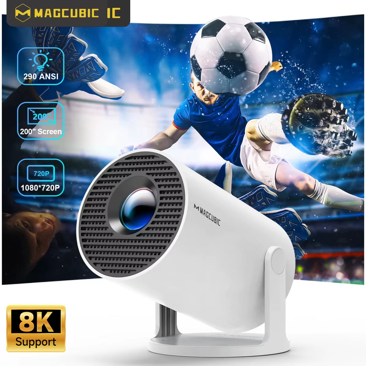 Projector 8K Android 14 HY300 Pro Dual Wifi6 290ANSI Allwinner H726 BT5.4 1280*720P Cinema Outdoor Portable Projetor