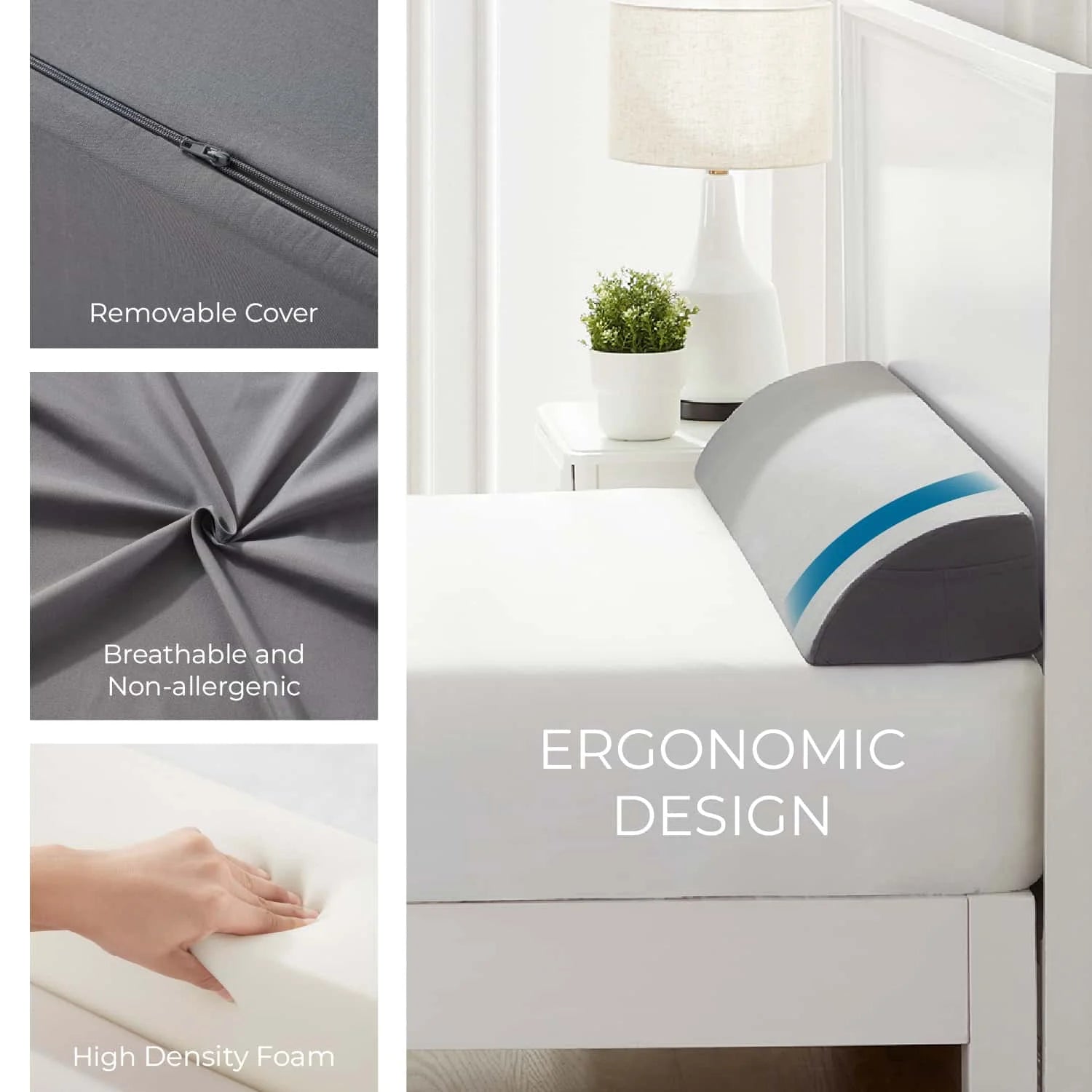 Bed Wedge Pillow for Headboard, Mattress Gap Filler Headboard Pillow, King Size