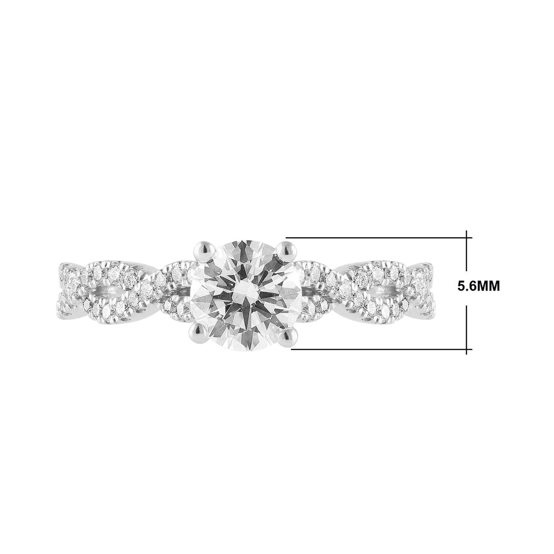 1 Ct round Lab Grown Diamond Engagement Ring in 10K White Gold (J, SI-I1)