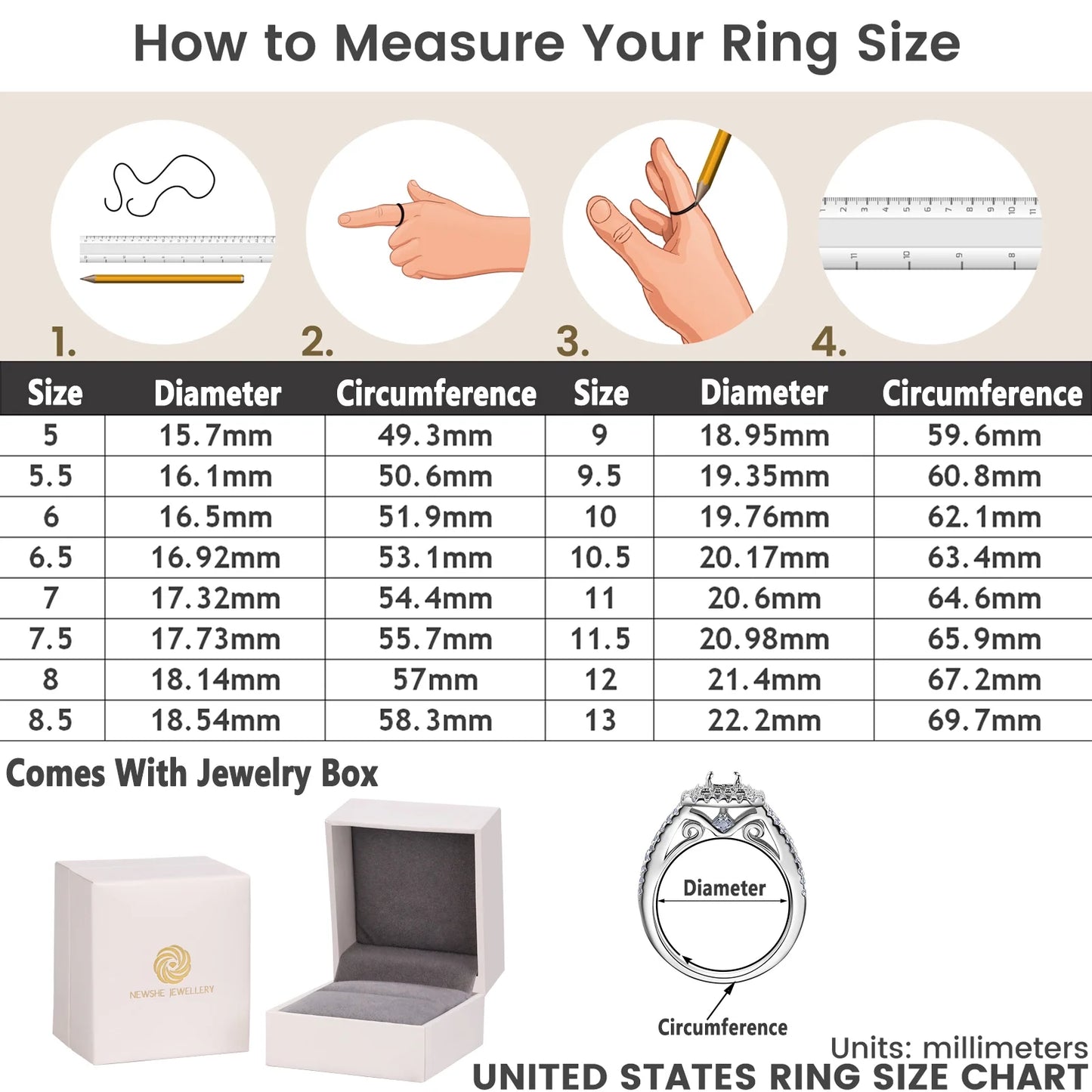 Wedding Rings Set Rings for Women Bridal Engagement Ring 925 Sterling Silver AAAAA Cz 1.7Ct Pear Size 13