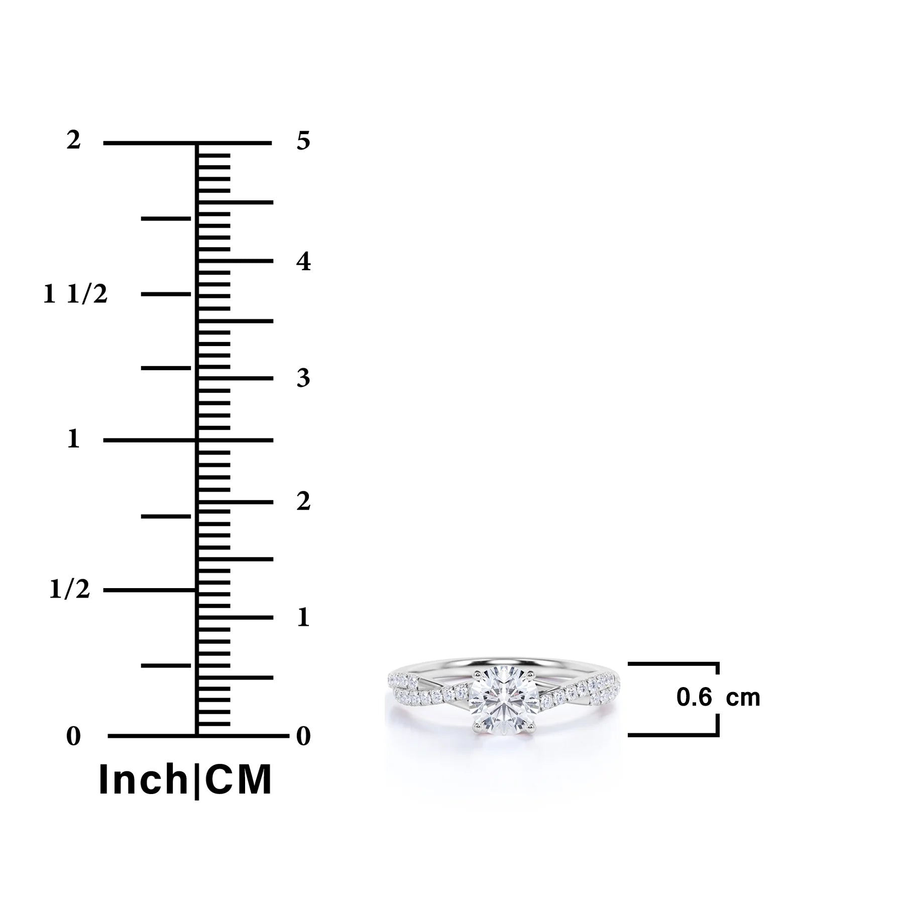1 Carat Infinity round Cut Moissanite Engagement Ring in 18K White Gold Plating for Women