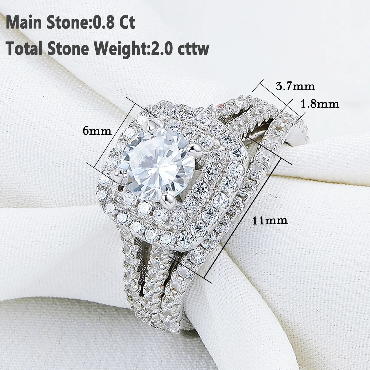 Newshe Wedding Engagement Ring Set 925 Sterling Silver 2Ct round Created Blue Sapphire White Cz Size 6