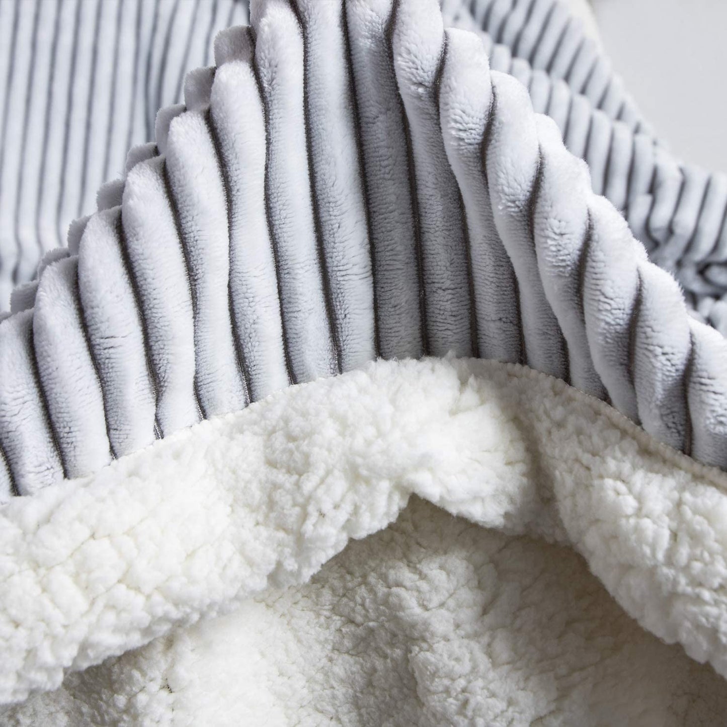 Sherpa Blanket Fleece Throw – 51X63, Grey & White – Soft, Plush, Fluffy, Fuzzy, Warm, Cozy, Thick – Perfect for Couch, Bed, Sofa, Chair - Christmas Blanket Gift for Winter