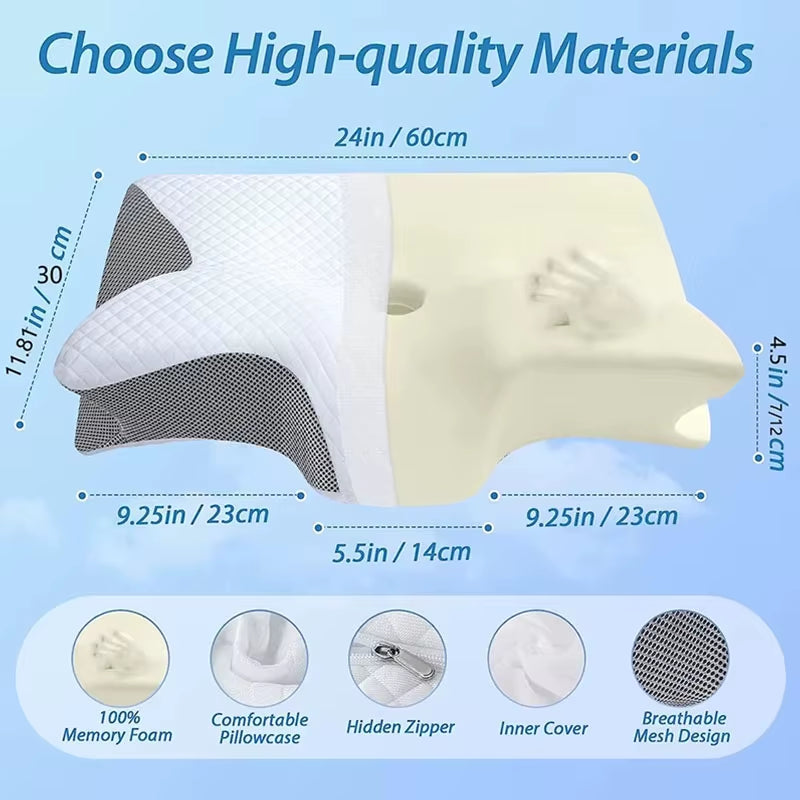 Memory Foam Pillow, Butterfly Pillow, Ox Horn Pillow, Neck Care Pillow, Sleeping-Specific Multi-Functional Prone Sleeping Pillow