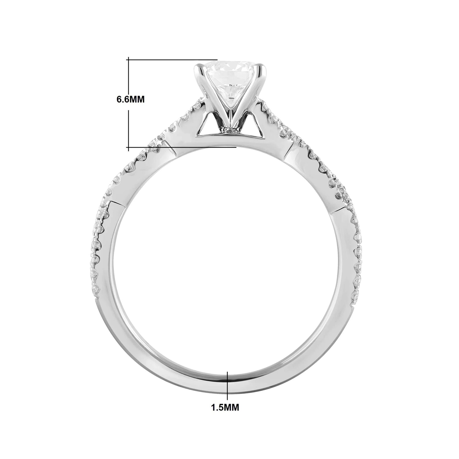 1 Ct round Lab Grown Diamond Engagement Ring in 10K White Gold (J, SI-I1)