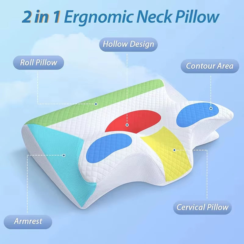 Memory Foam Pillow, Butterfly Pillow, Ox Horn Pillow, Neck Care Pillow, Sleeping-Specific Multi-Functional Prone Sleeping Pillow