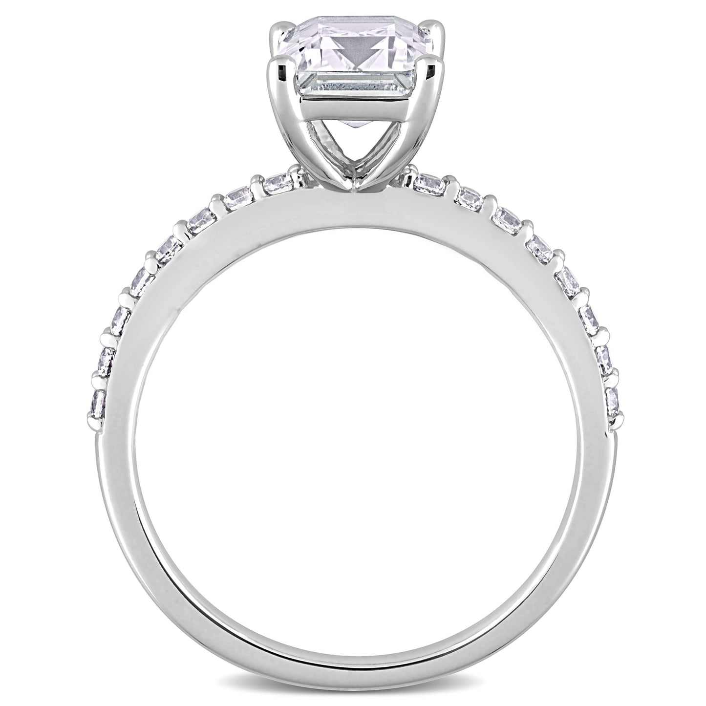 Women'S Created White Sapphire Engagement Ring in 10K White Gold