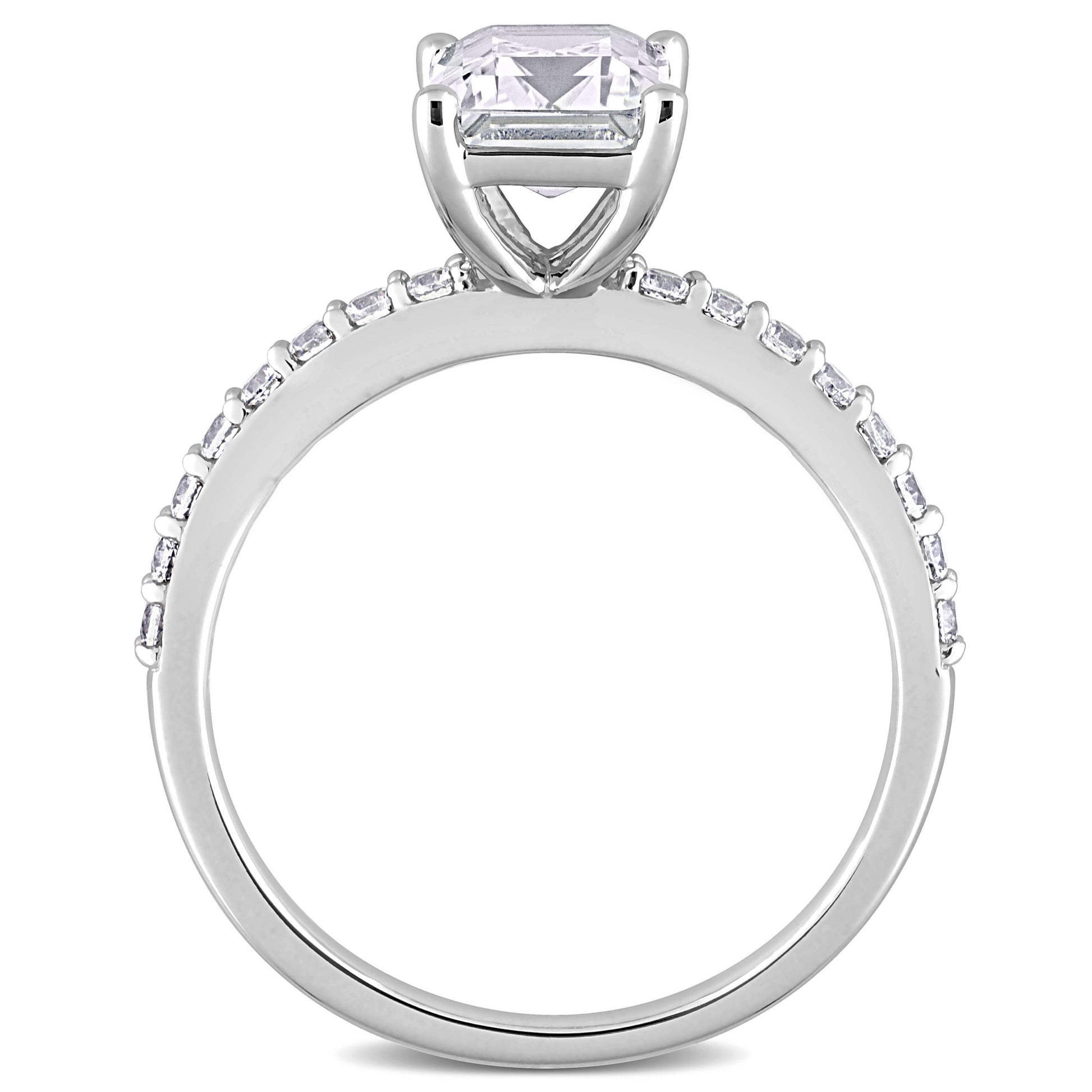 Women'S Created White Sapphire Engagement Ring in 10K White Gold