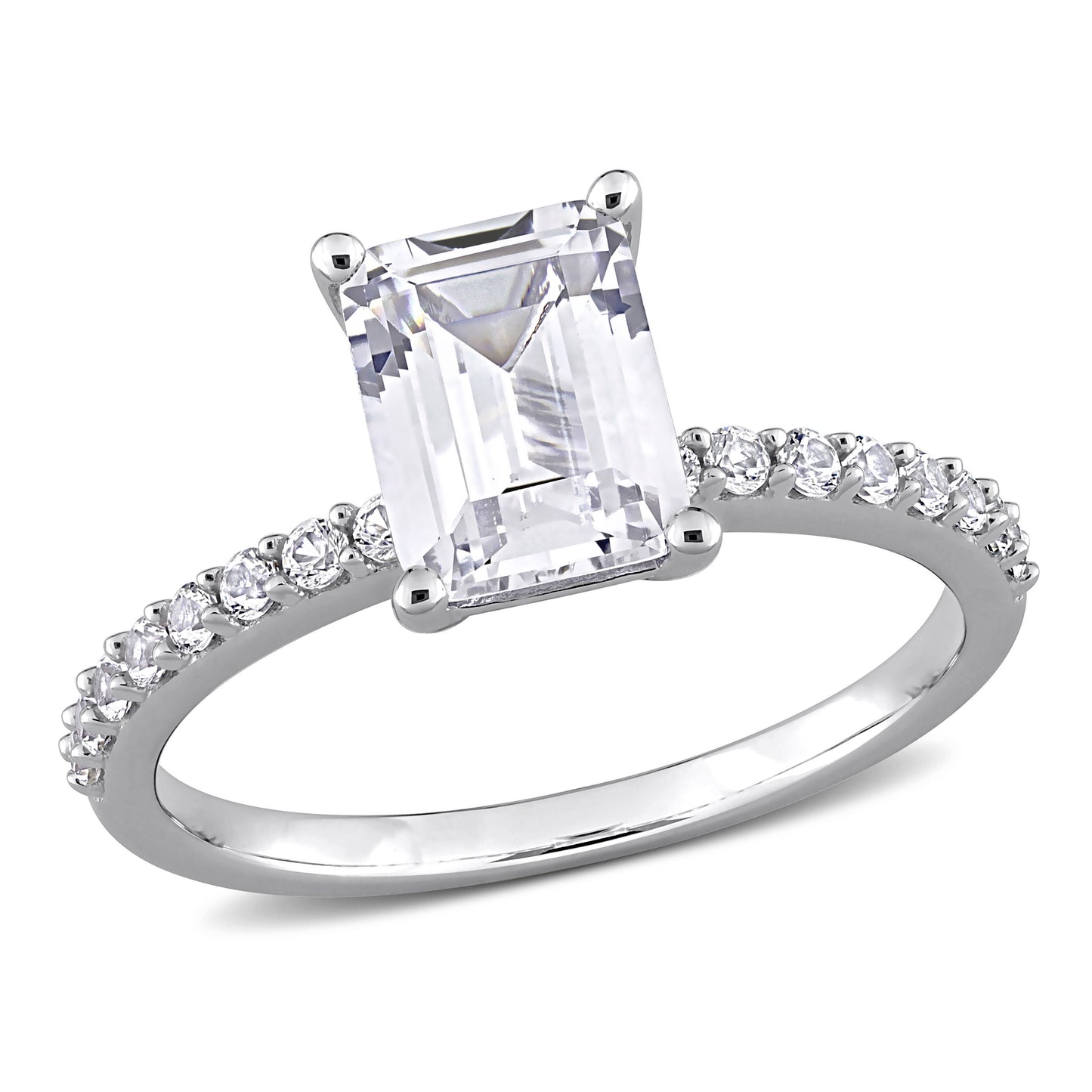 Women'S Created White Sapphire Engagement Ring in 10K White Gold