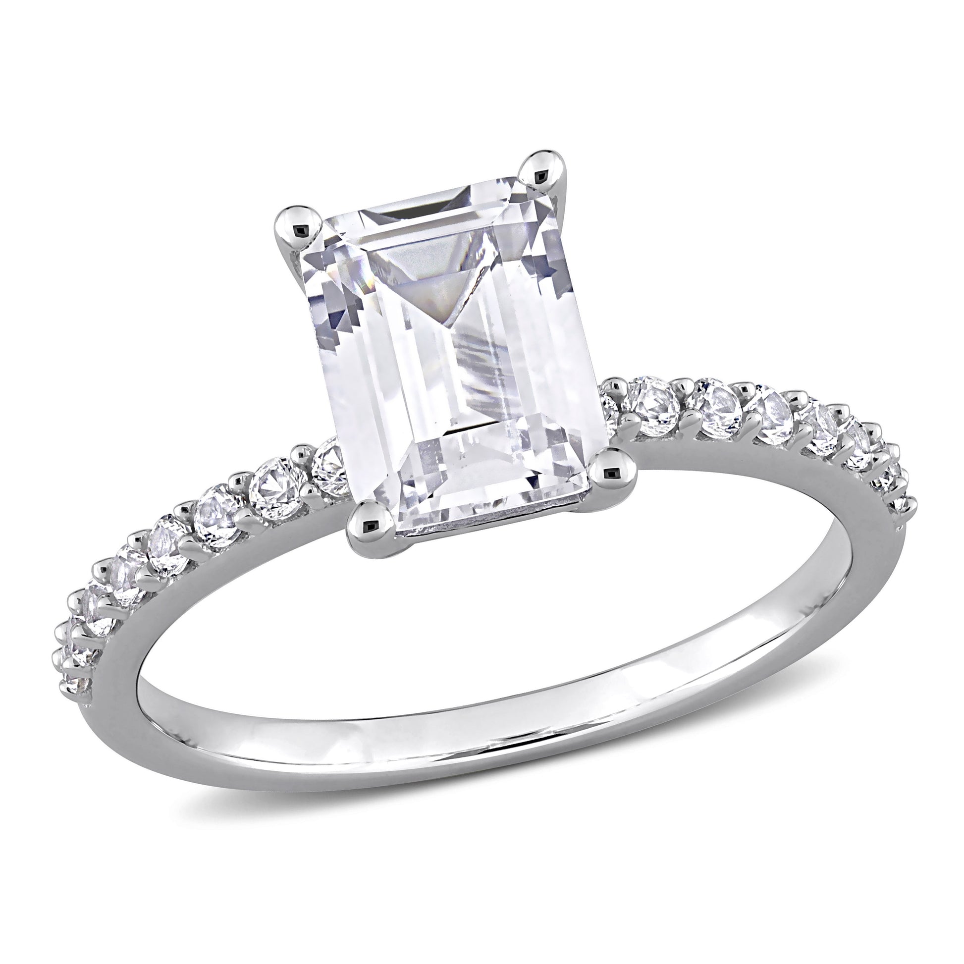 Women'S Created White Sapphire Engagement Ring in 10K White Gold