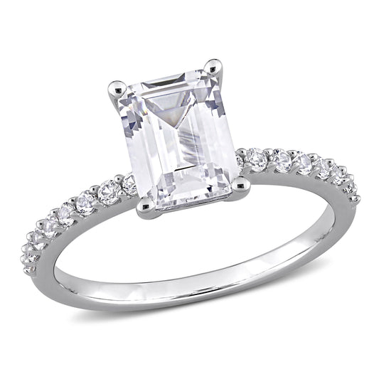 Women'S Created White Sapphire Engagement Ring in 10K White Gold