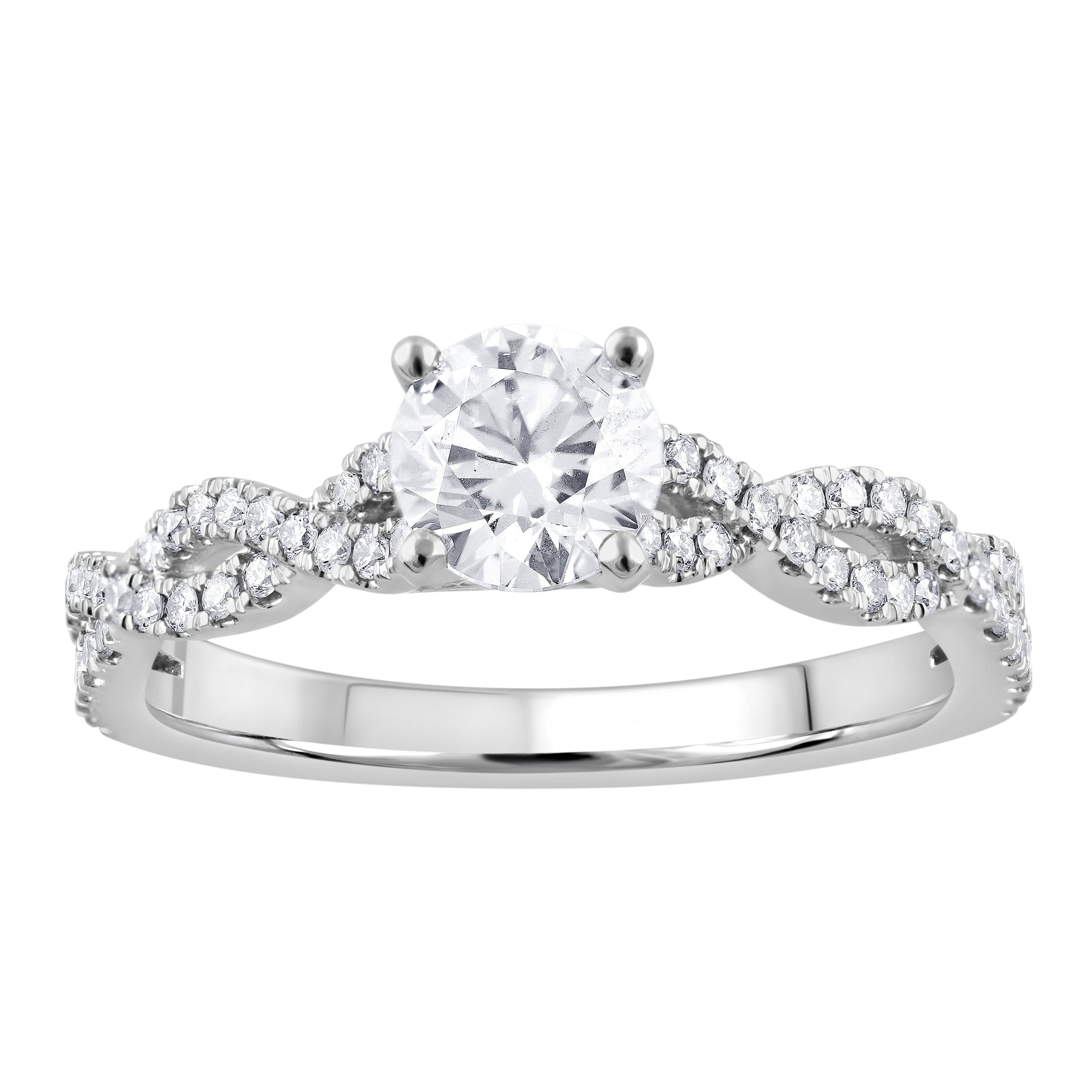 1 Ct round Lab Grown Diamond Engagement Ring in 10K White Gold (J, SI-I1)