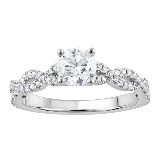 1 Ct round Lab Grown Diamond Engagement Ring in 10K White Gold (J, SI-I1)