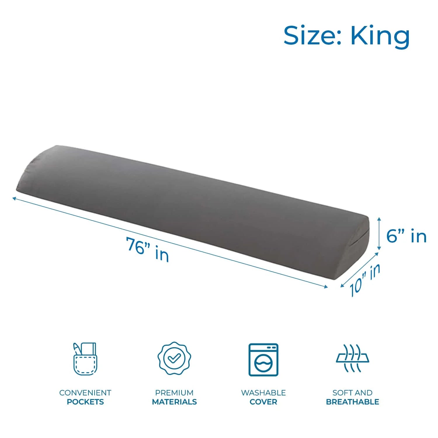 Bed Wedge Pillow for Headboard, Mattress Gap Filler Headboard Pillow, King Size