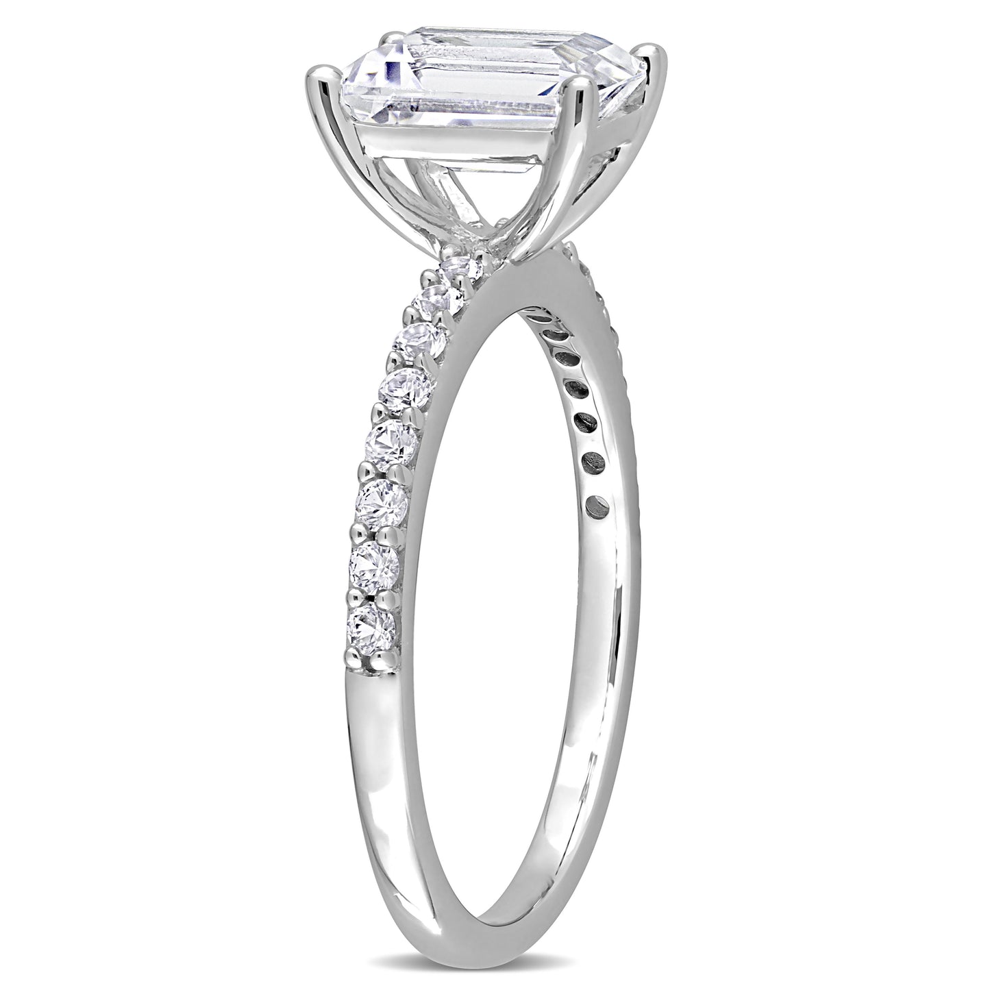 Women'S Created White Sapphire Engagement Ring in 10K White Gold