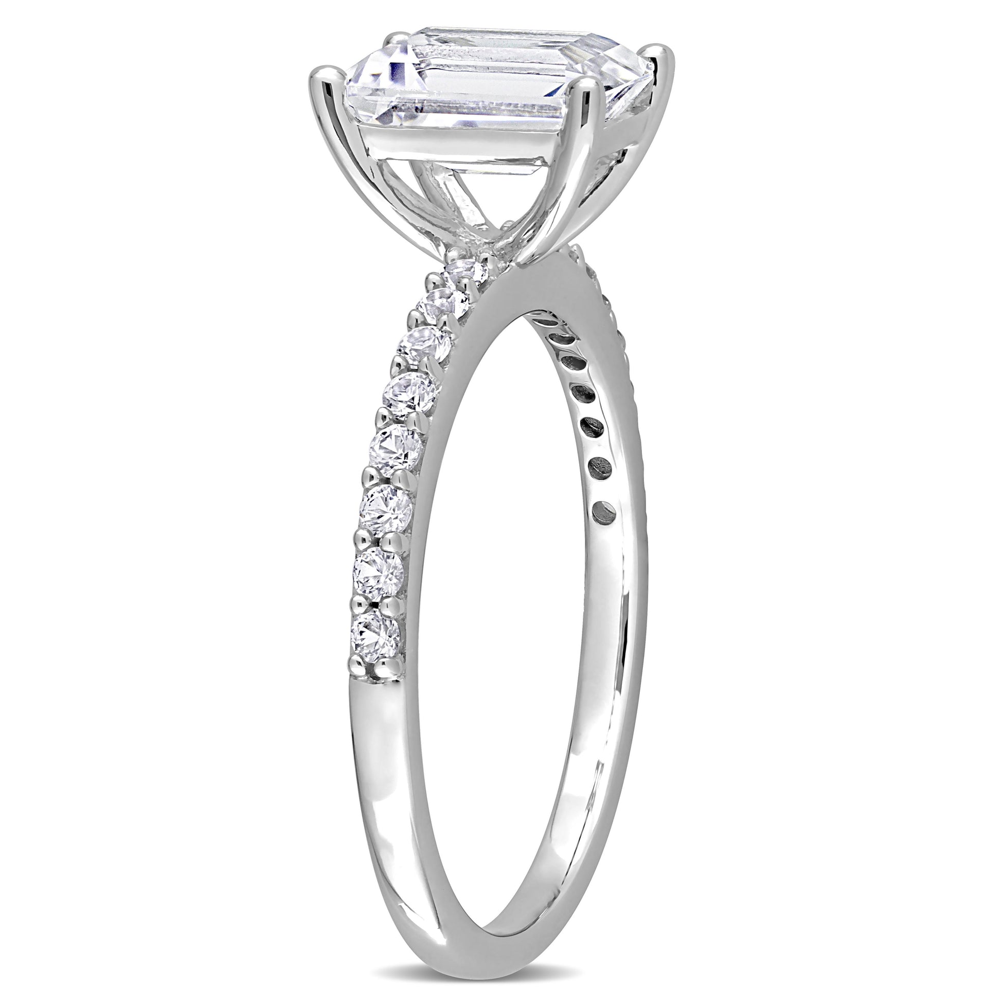 Women'S Created White Sapphire Engagement Ring in 10K White Gold