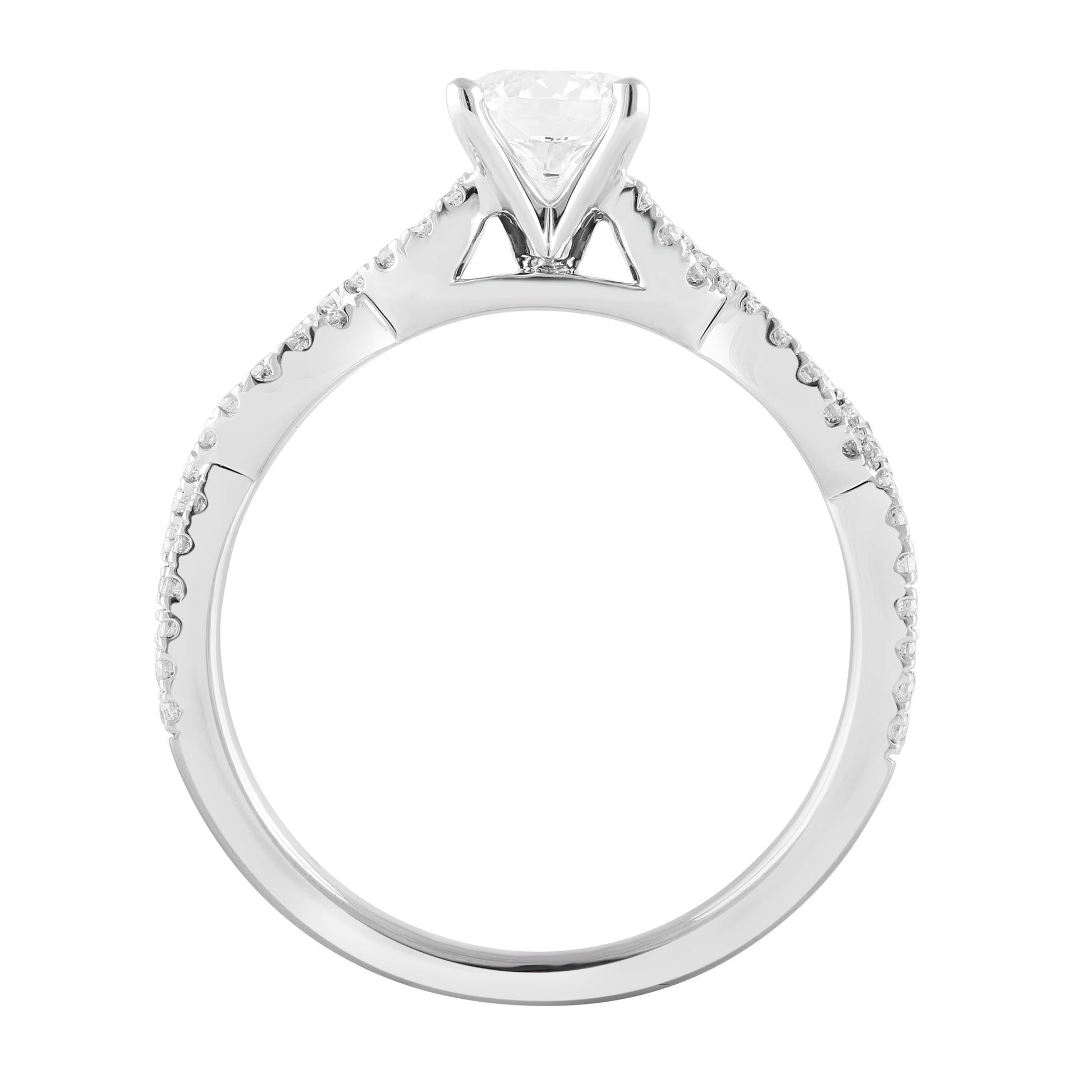 1 Ct round Lab Grown Diamond Engagement Ring in 10K White Gold (J, SI-I1)