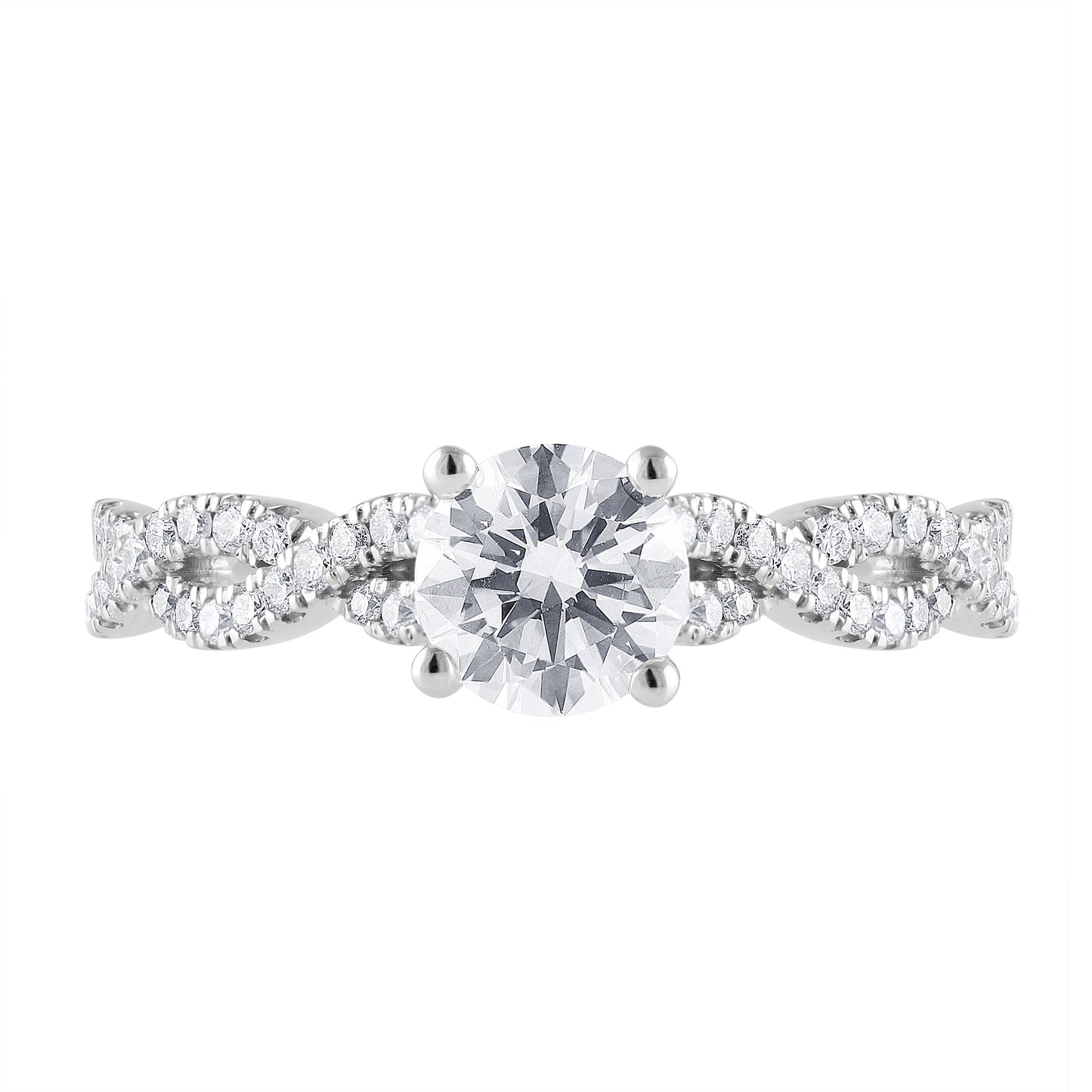 1 Ct round Lab Grown Diamond Engagement Ring in 10K White Gold (J, SI-I1)