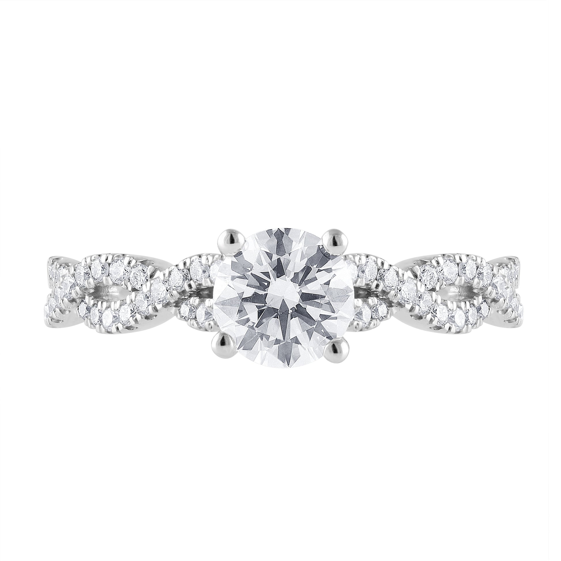 1 Ct round Lab Grown Diamond Engagement Ring in 10K White Gold (J, SI-I1)