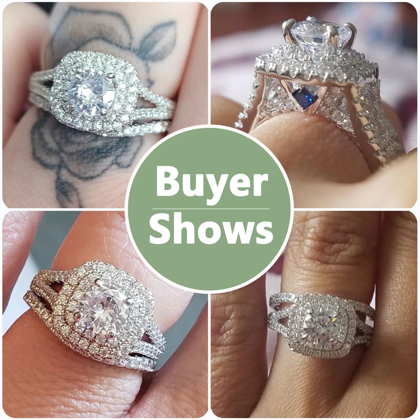 Newshe Wedding Engagement Ring Set 925 Sterling Silver 2Ct round Created Blue Sapphire White Cz Size 6